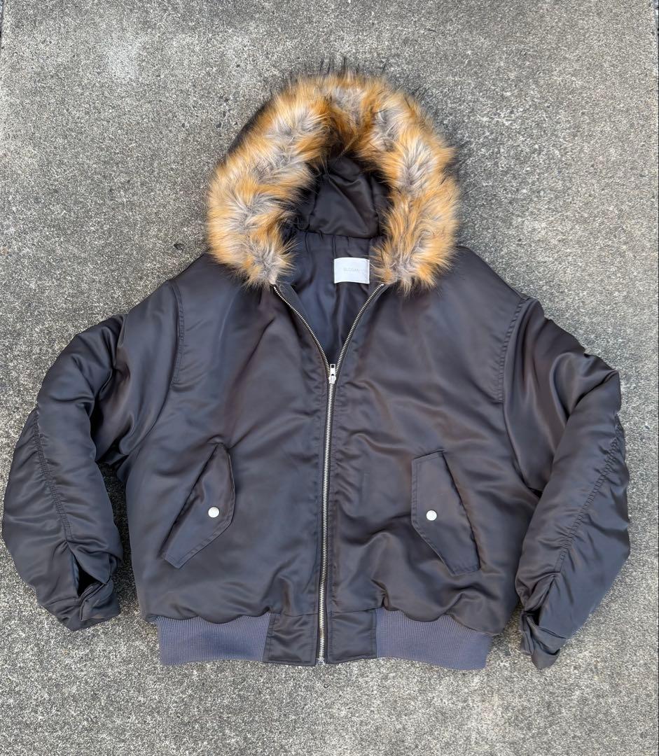 SLOGAN ファー付きフード フライトジャケットジャケット y2k 短丈