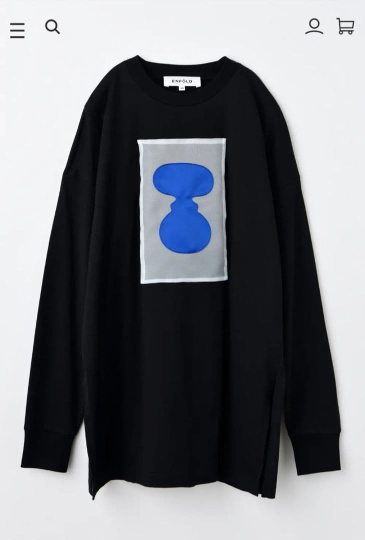 ENFOLD FABRIC ART LONG-SLEEVE T-SHIRT 黒