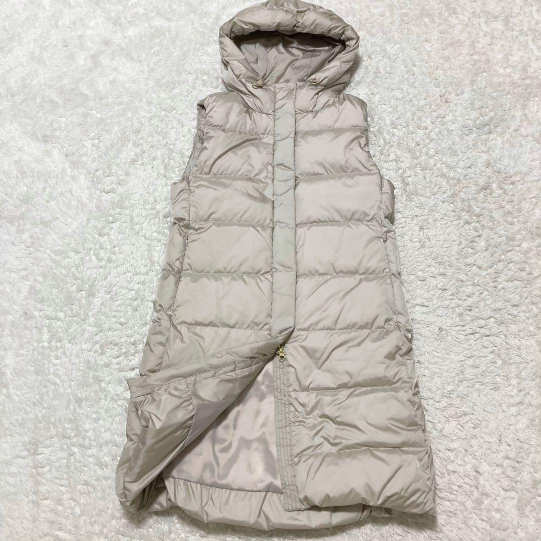 極美品♡ プラステ ロングダウンジレ ベスト フード Sサイズ ベージュ