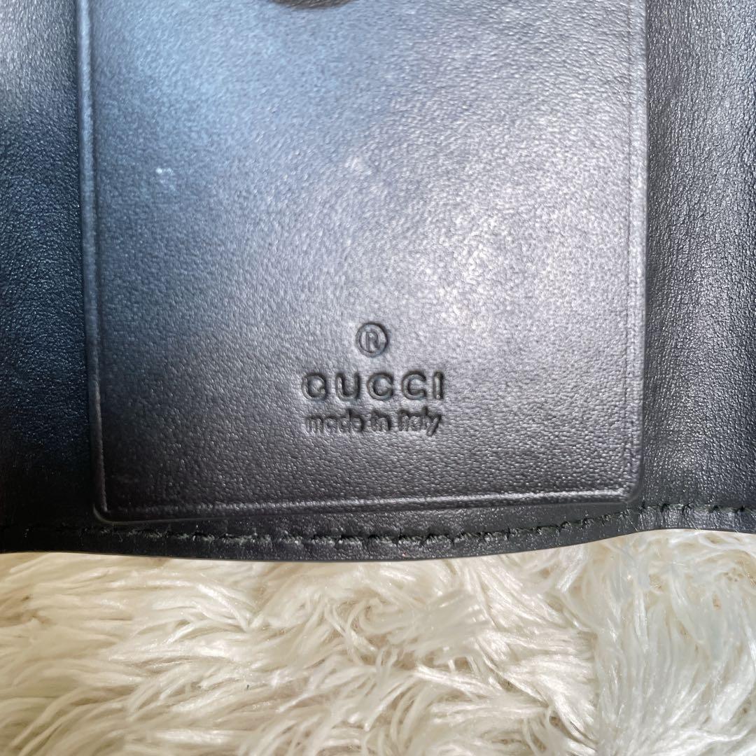 グッチ キーケース 6連 GG インターロッキング ロゴ 型押し レザーブラック
