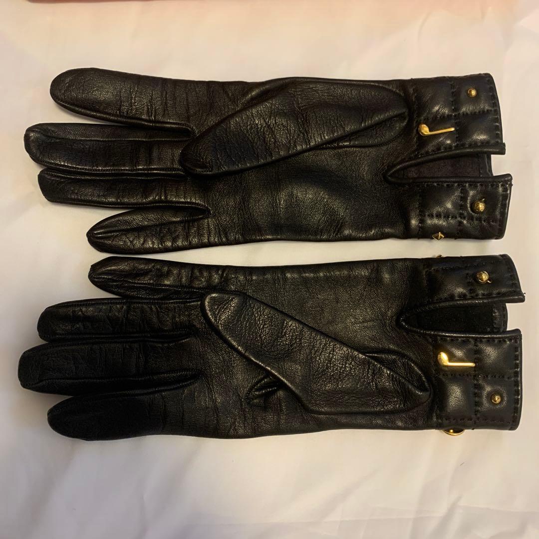 HERMES ブラック レザー手袋 箱付き