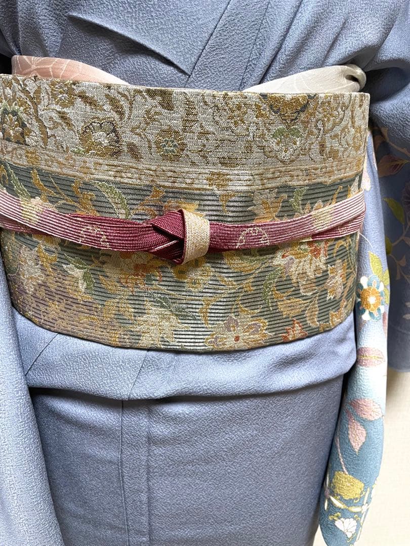 正絹　訪問着　破れ華紋菱繋ぎ花鳥唐草紋　身丈（肩から）164㎝