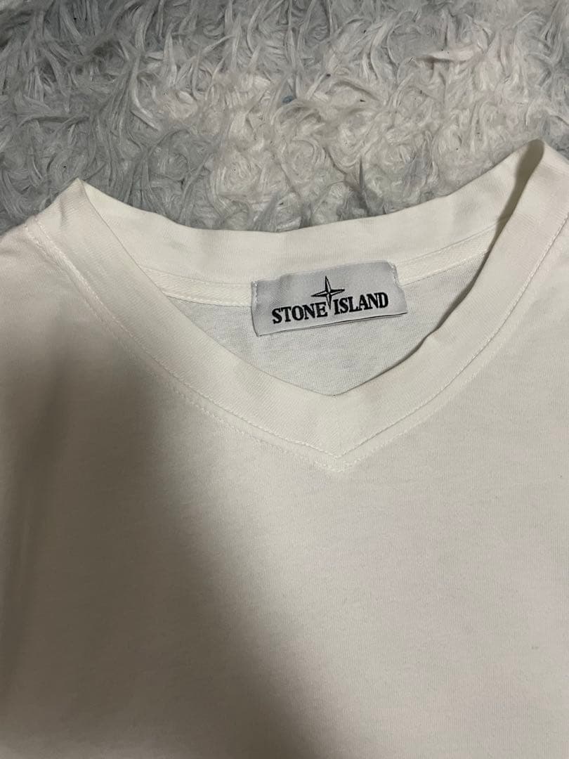 STONE  ホワイト Vネック長袖カットソー