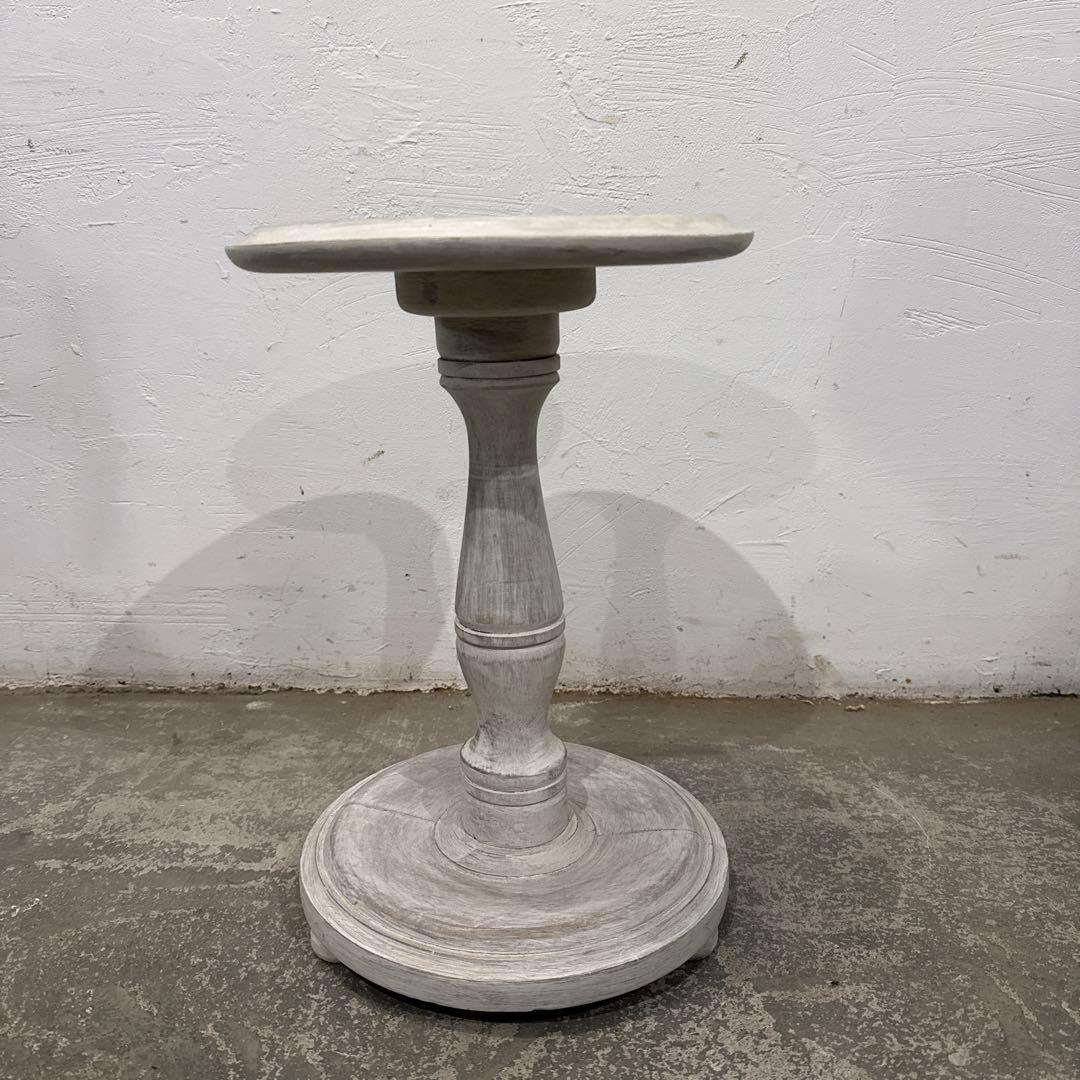 ヴィンテージ　木製サイドテーブル　ラウンド　花台