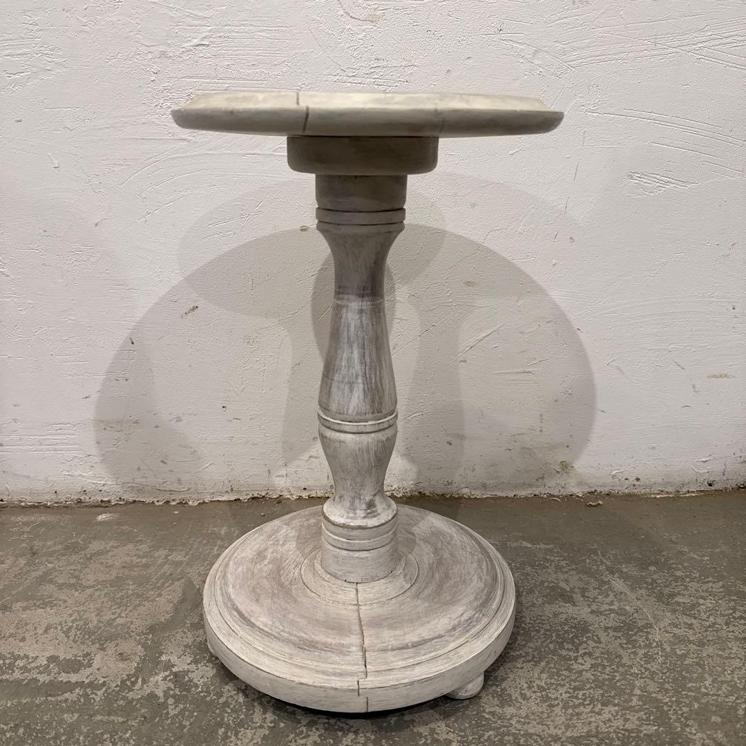 ヴィンテージ　木製サイドテーブル　ラウンド　花台