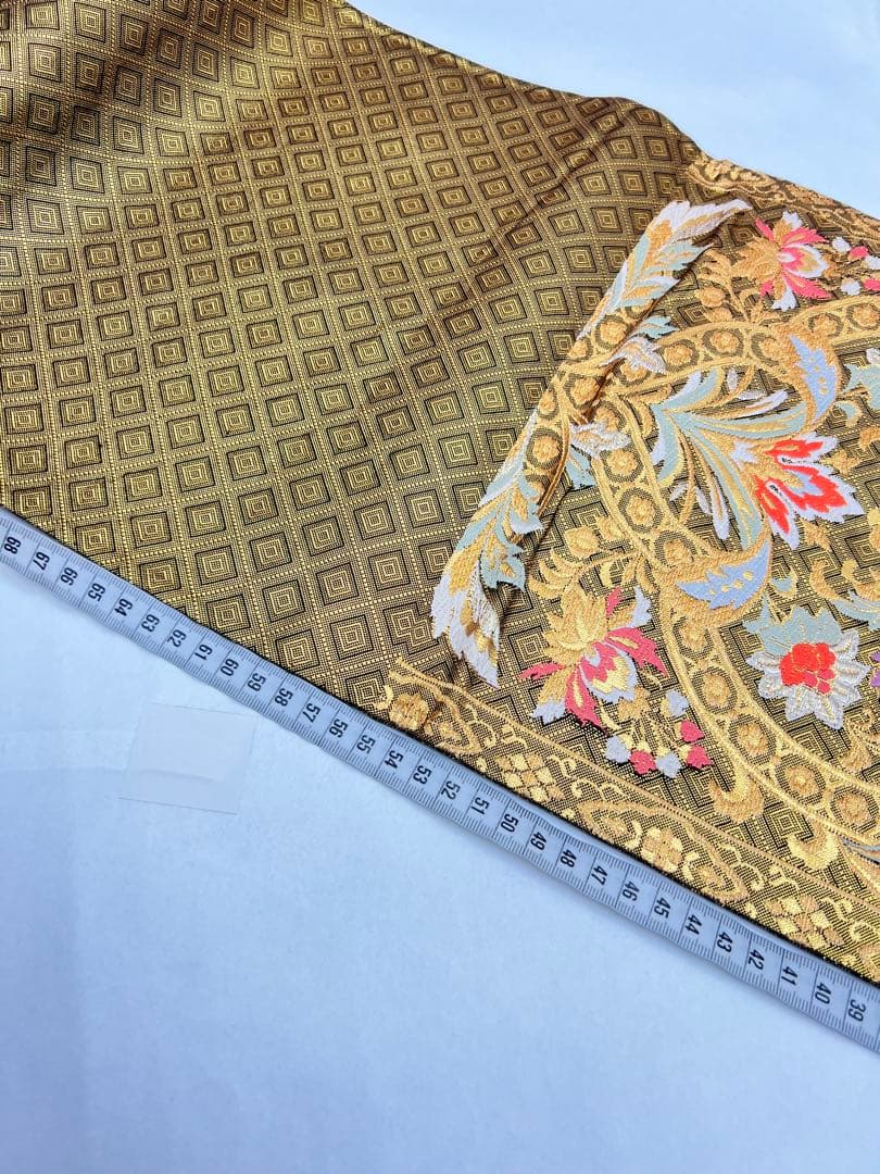 正絹　6通袋帯　裏面全通　宝飾唐華文様　佐賀錦