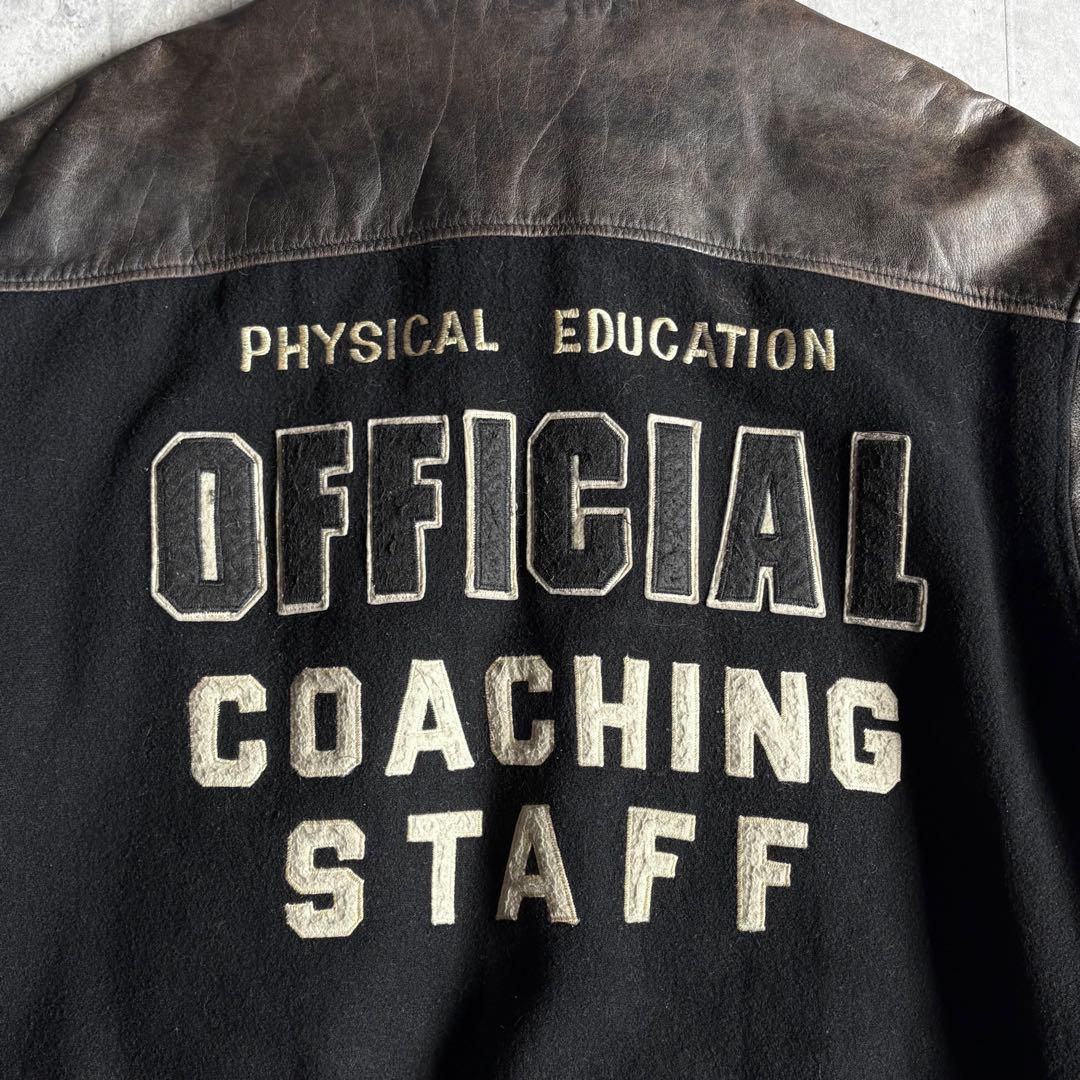 【80s vintage】レザースタジャン　本革　ブラック　フェード　短丈