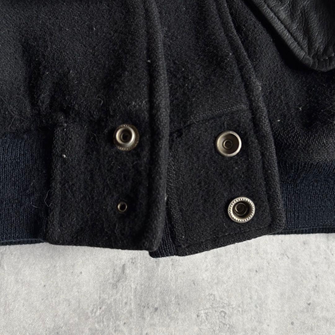 【80s vintage】レザースタジャン　本革　ブラック　フェード　短丈