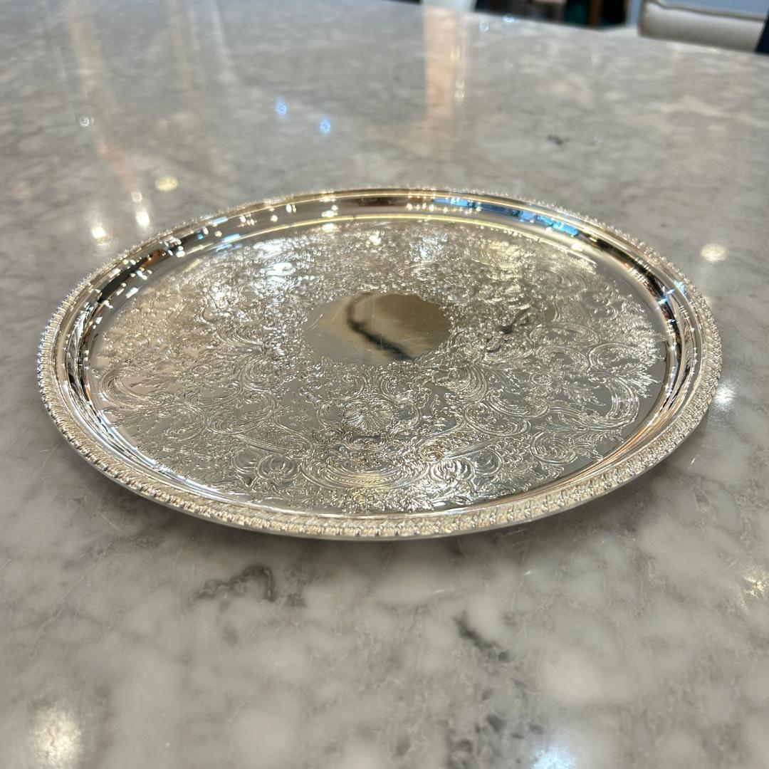 年末特別セール♥Barker Ellis　銀メッキ製　オーバルトレイ