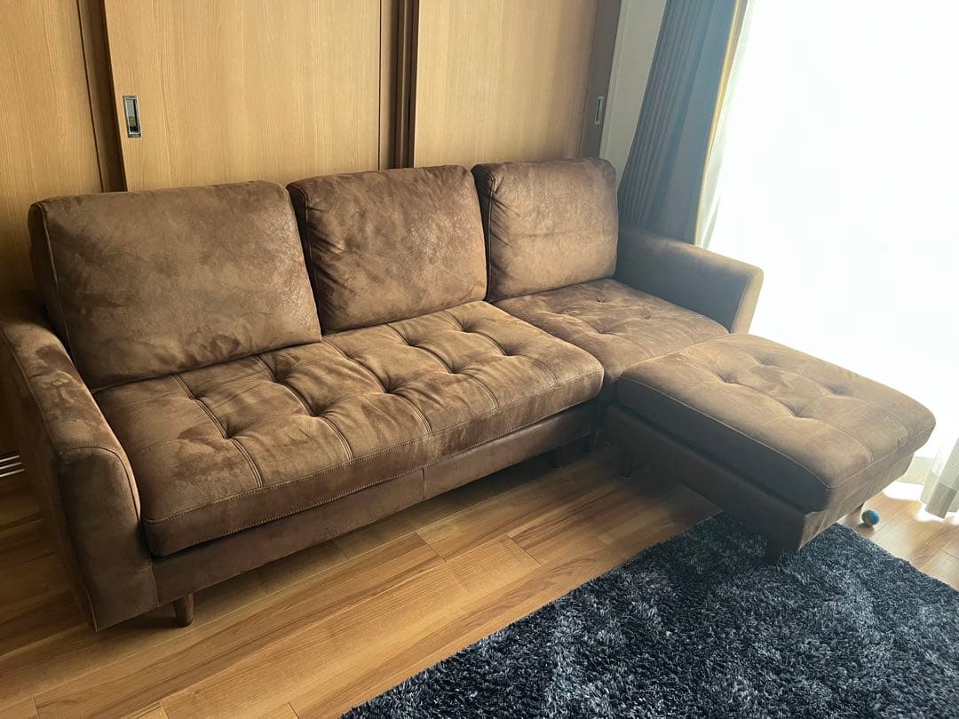 PAN①【レザーテックス リラックスフォーム】3人掛けカウチソファ