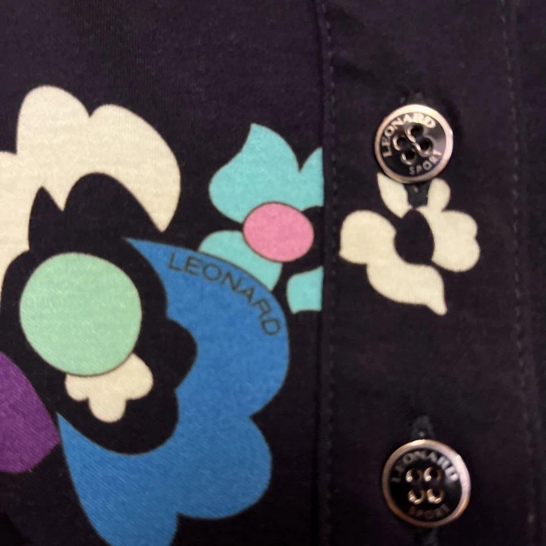 レオナール スポーツ　長袖トップス　38 紺色　猫に花柄　30%引きセール中