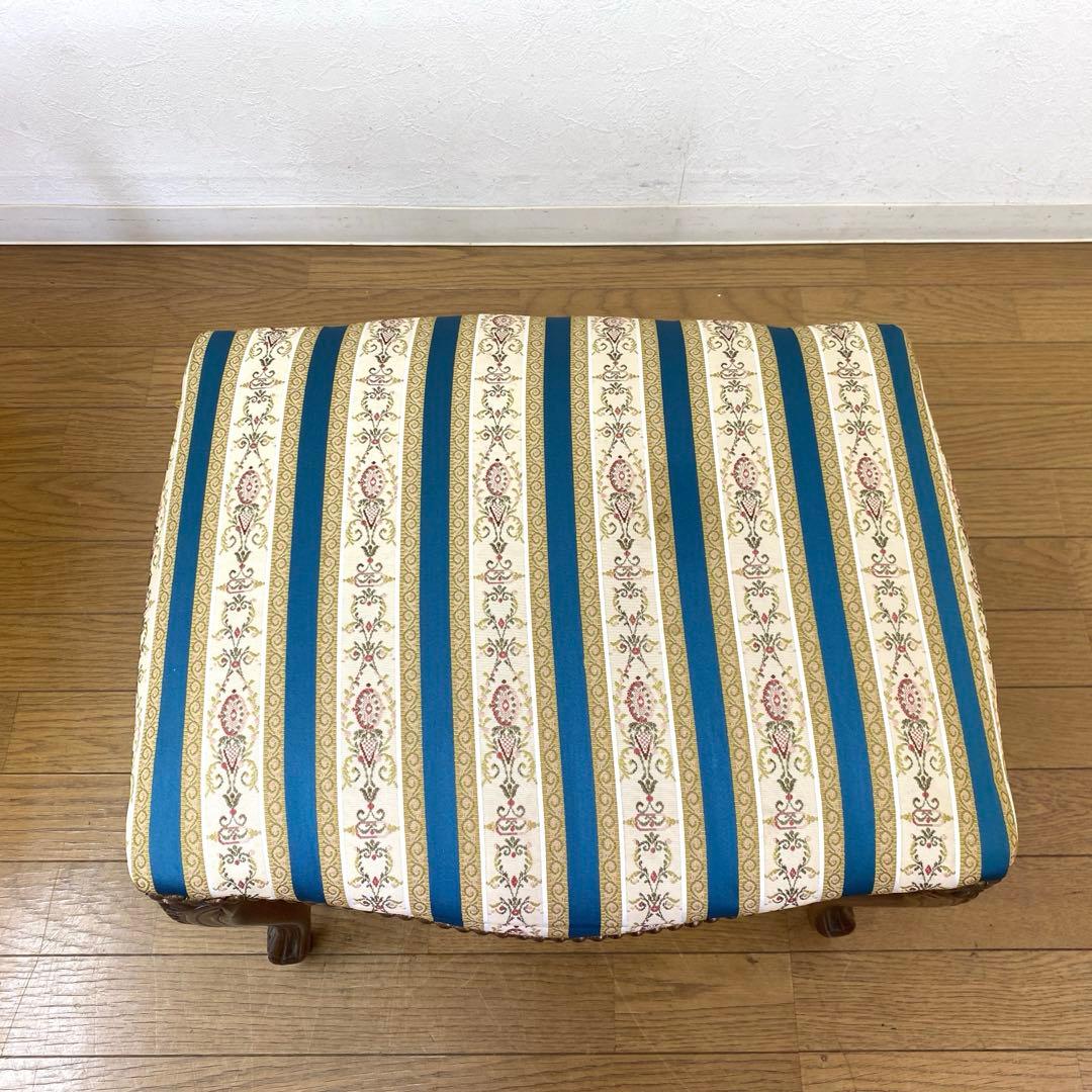 オットマン スツール 猫脚 木製 彫刻 アンティーク調