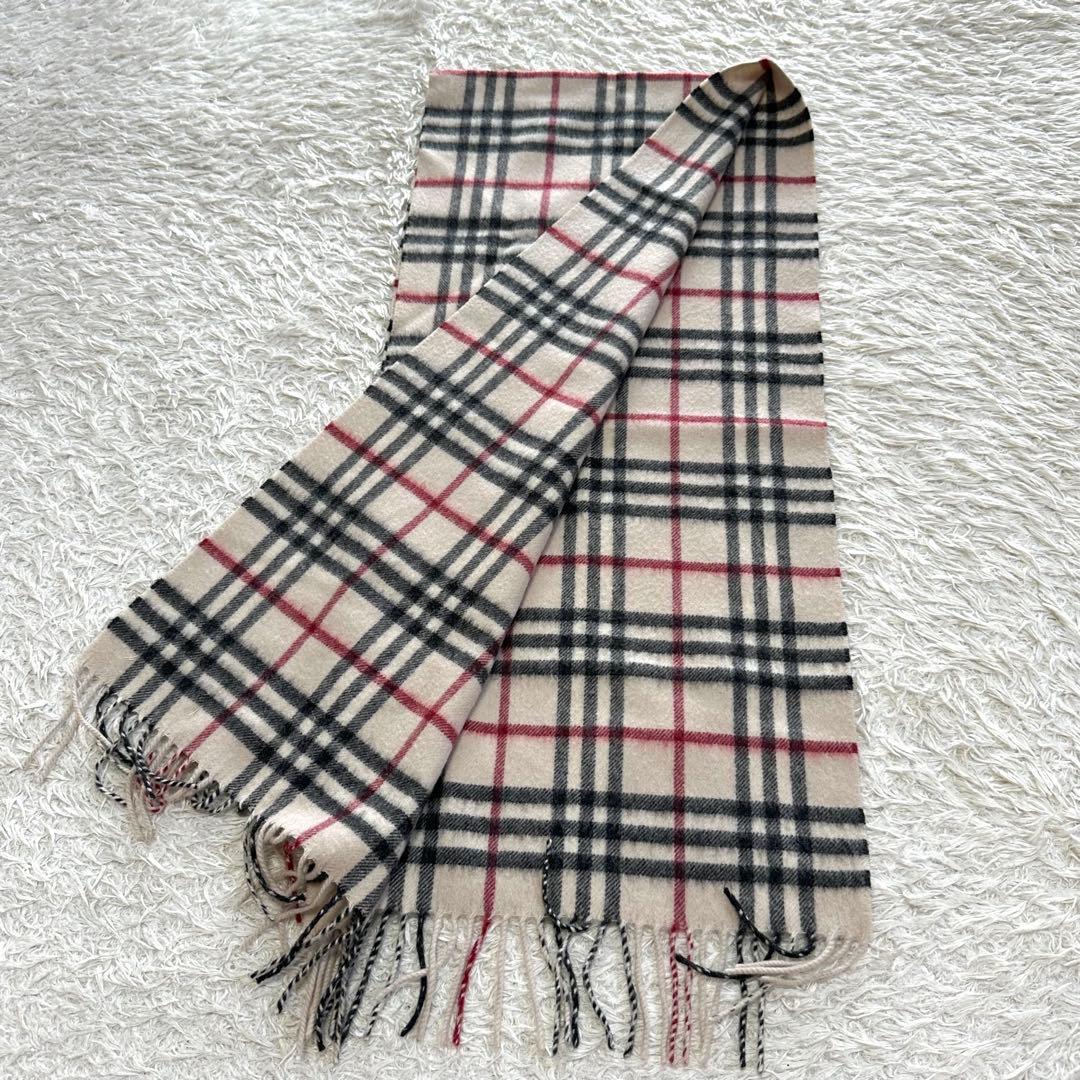 【美品】BURBERRY マフラー カシミヤ100% ノバチェック ベージュ系