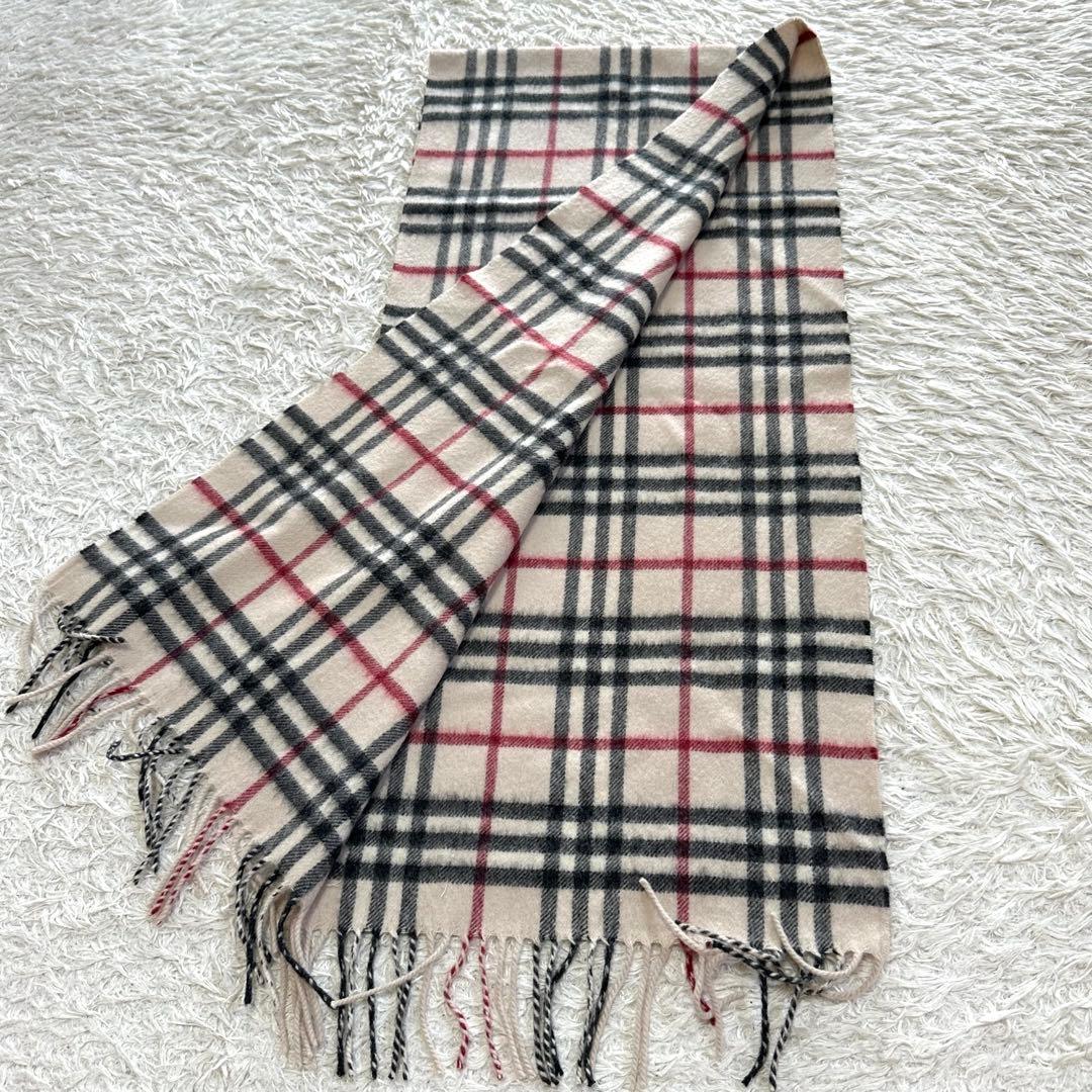 【美品】BURBERRY マフラー カシミヤ100% ノバチェック ベージュ系