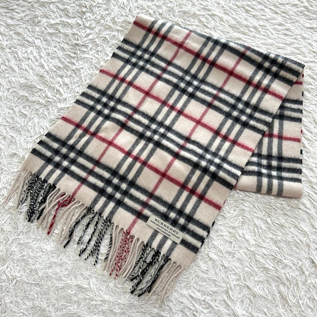 【美品】BURBERRY マフラー カシミヤ100% ノバチェック ベージュ系