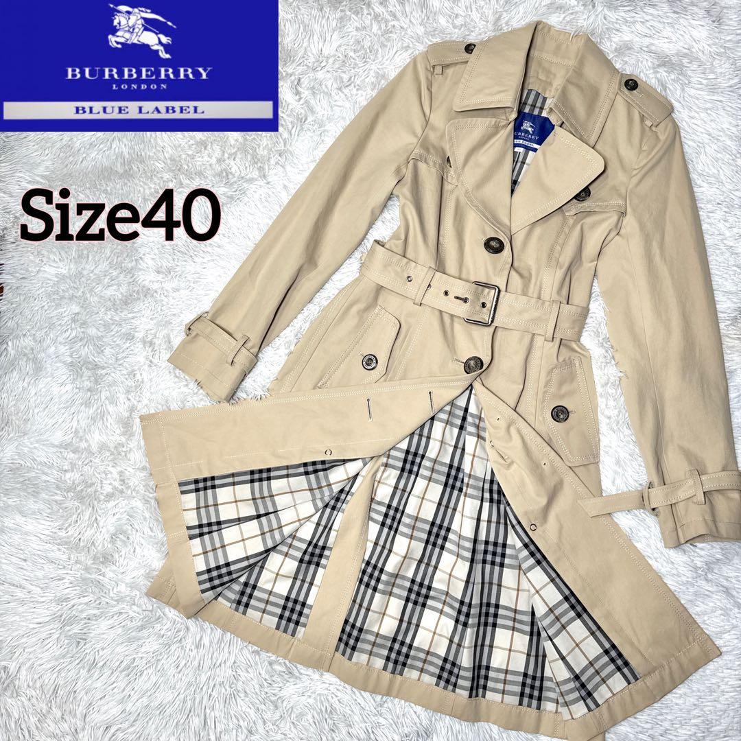 美品✨バーバリーブルーレーベル トレンチコート ノバチェック ベージュ 40