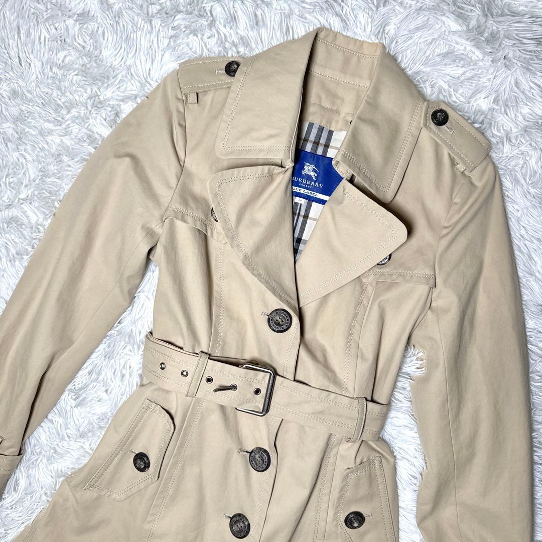 美品✨バーバリーブルーレーベル トレンチコート ノバチェック ベージュ 40