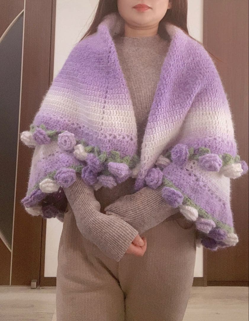 バラの花束ブランケット直径115cm，66本の大きな花ストール