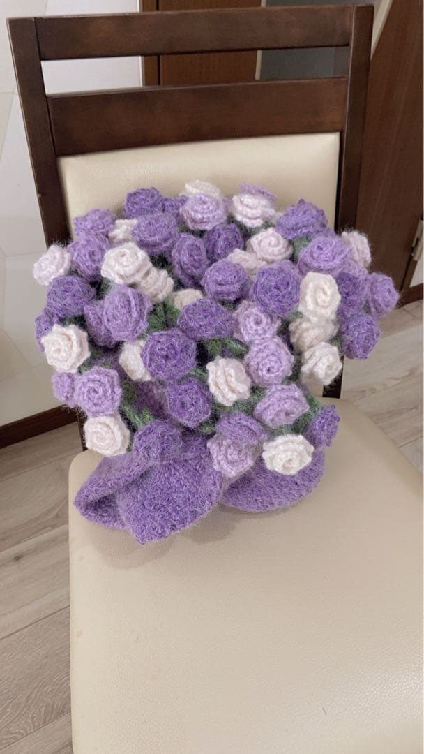 バラの花束ブランケット直径115cm，66本の大きな花ストール