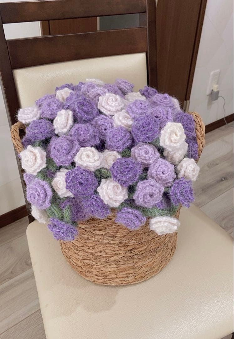 バラの花束ブランケット直径115cm，66本の大きな花ストール