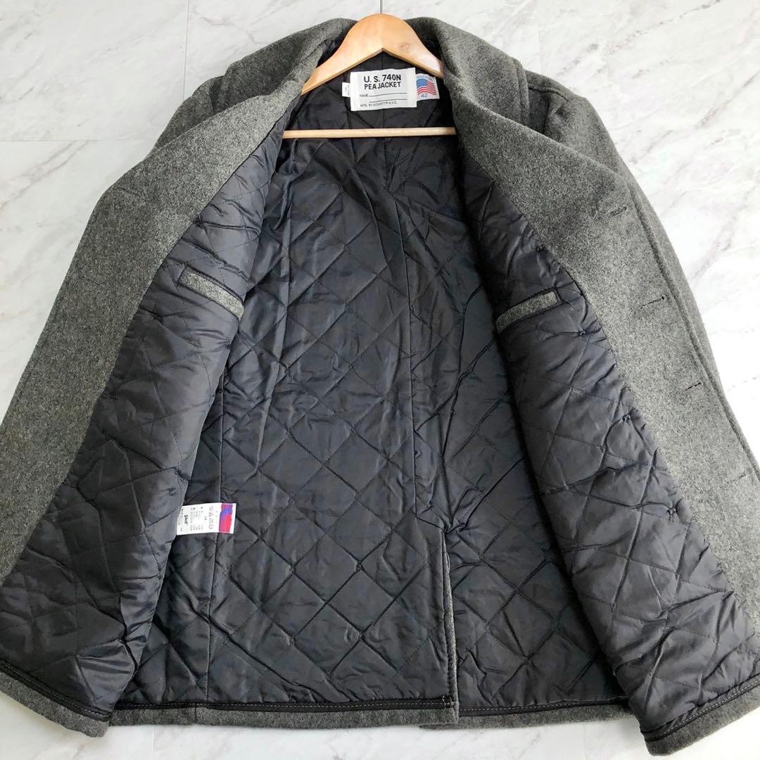 【極美品 42】Schott ピーコート 740N キルティング グレー USA