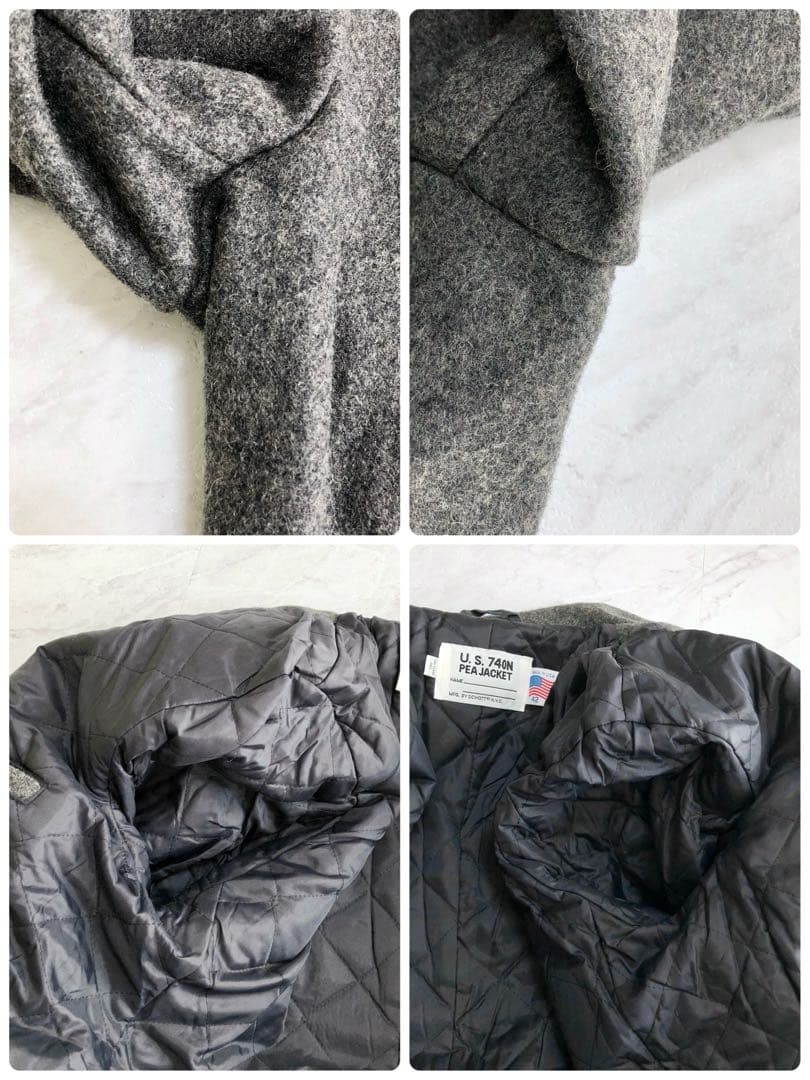 【極美品 42】Schott ピーコート 740N キルティング グレー USA