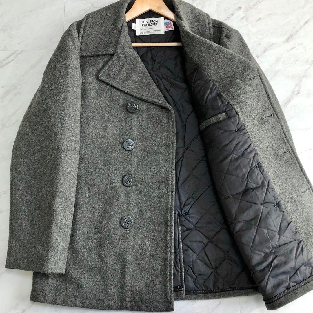 【極美品 42】Schott ピーコート 740N キルティング グレー USA