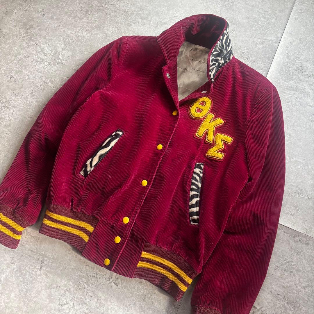 古着　50s 60s コーデュロイ　スタジャン　ゼブラ　切り替え　アニマル