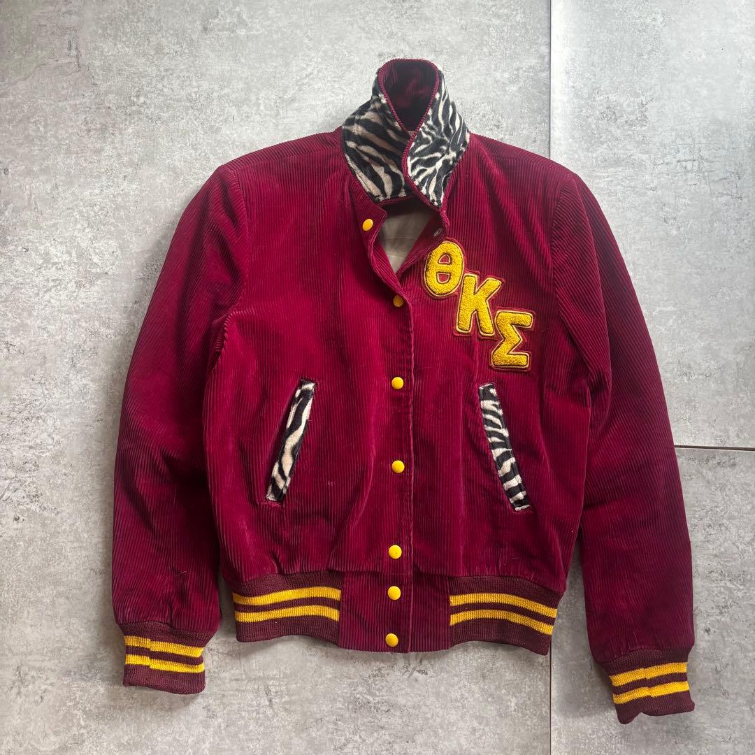 古着　50s 60s コーデュロイ　スタジャン　ゼブラ　切り替え　アニマル