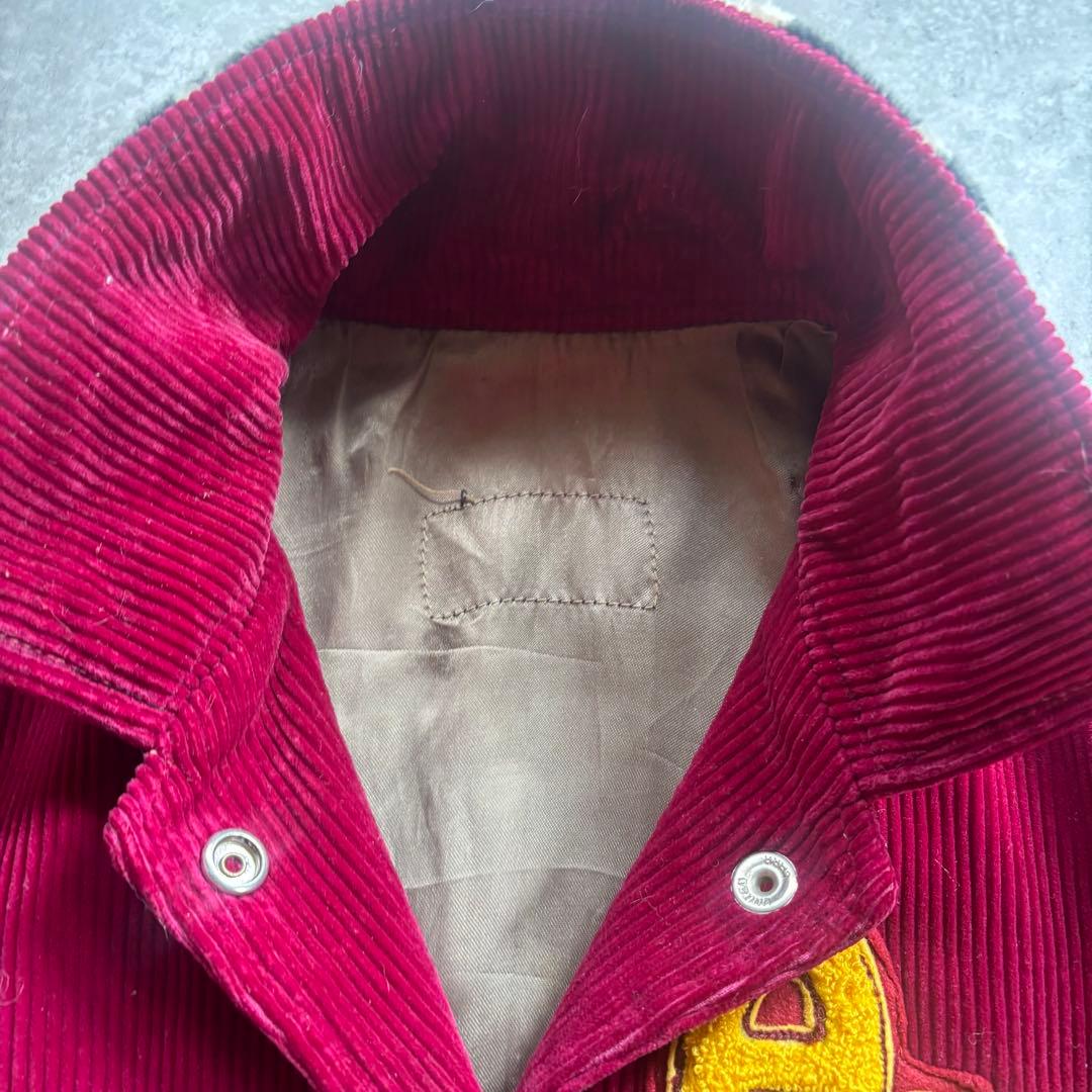 古着　50s 60s コーデュロイ　スタジャン　ゼブラ　切り替え　アニマル