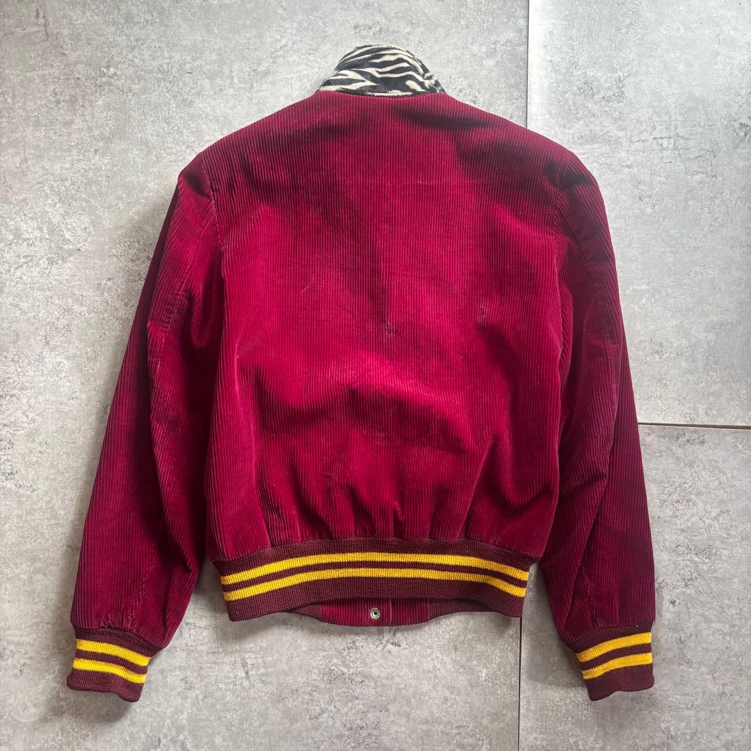 古着　50s 60s コーデュロイ　スタジャン　ゼブラ　切り替え　アニマル