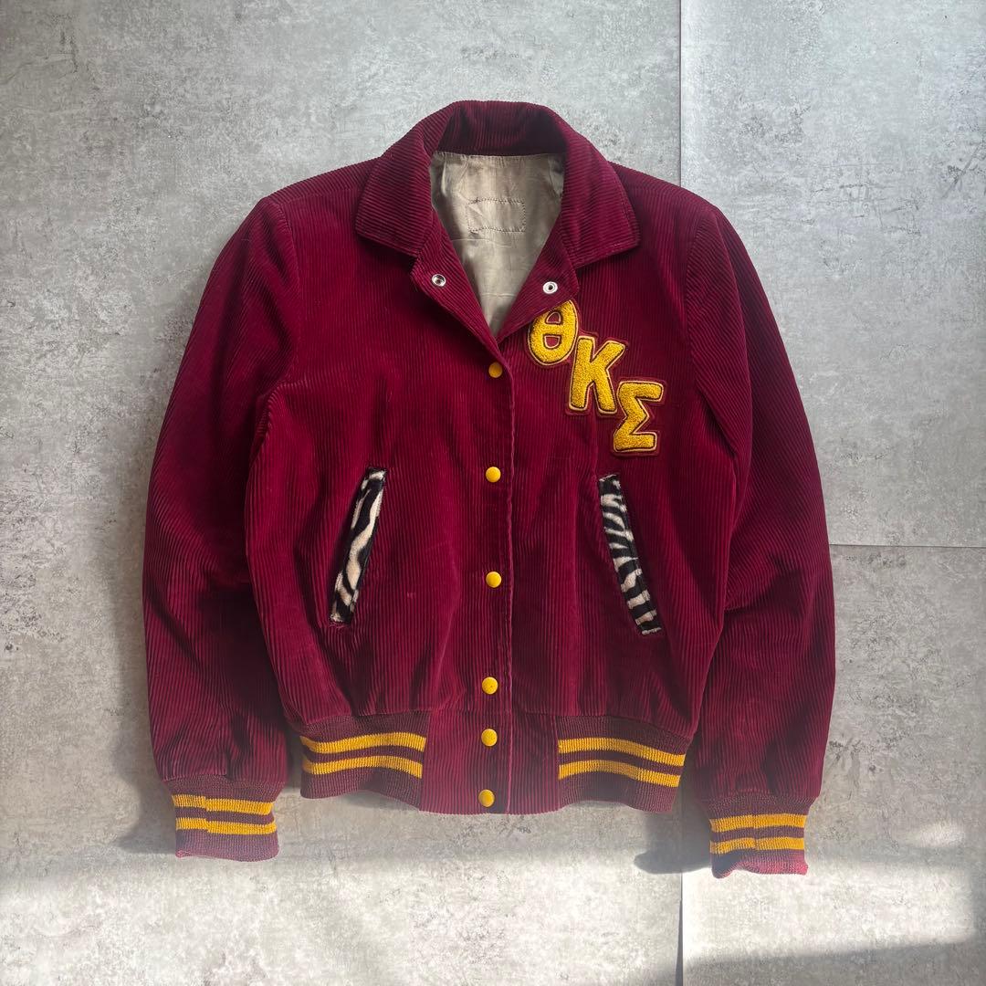 古着　50s 60s コーデュロイ　スタジャン　ゼブラ　切り替え　アニマル