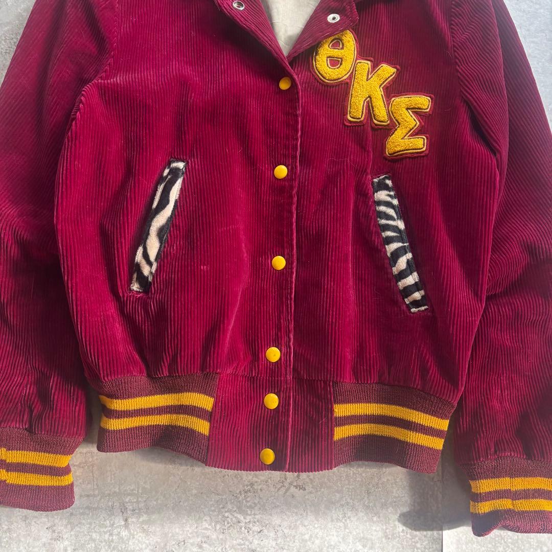 古着　50s 60s コーデュロイ　スタジャン　ゼブラ　切り替え　アニマル