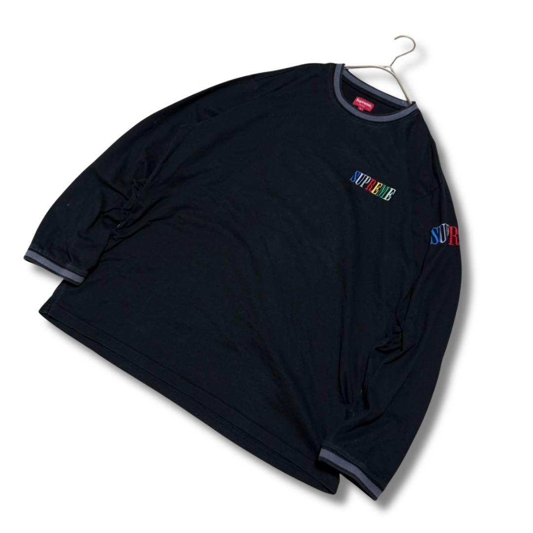 Supreme マルチロゴ ロンT L ブラック 20AW