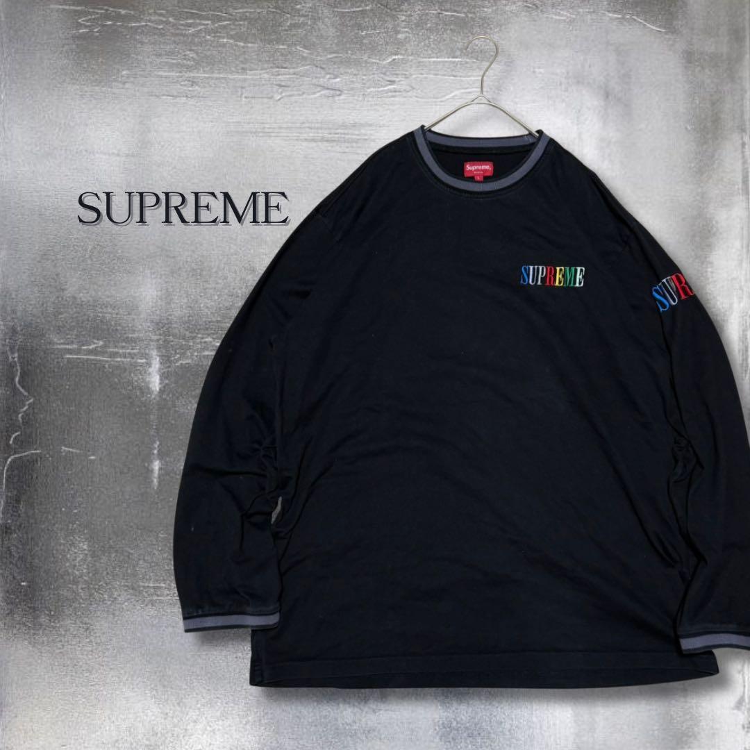 Supreme マルチロゴ ロンT L ブラック 20AW