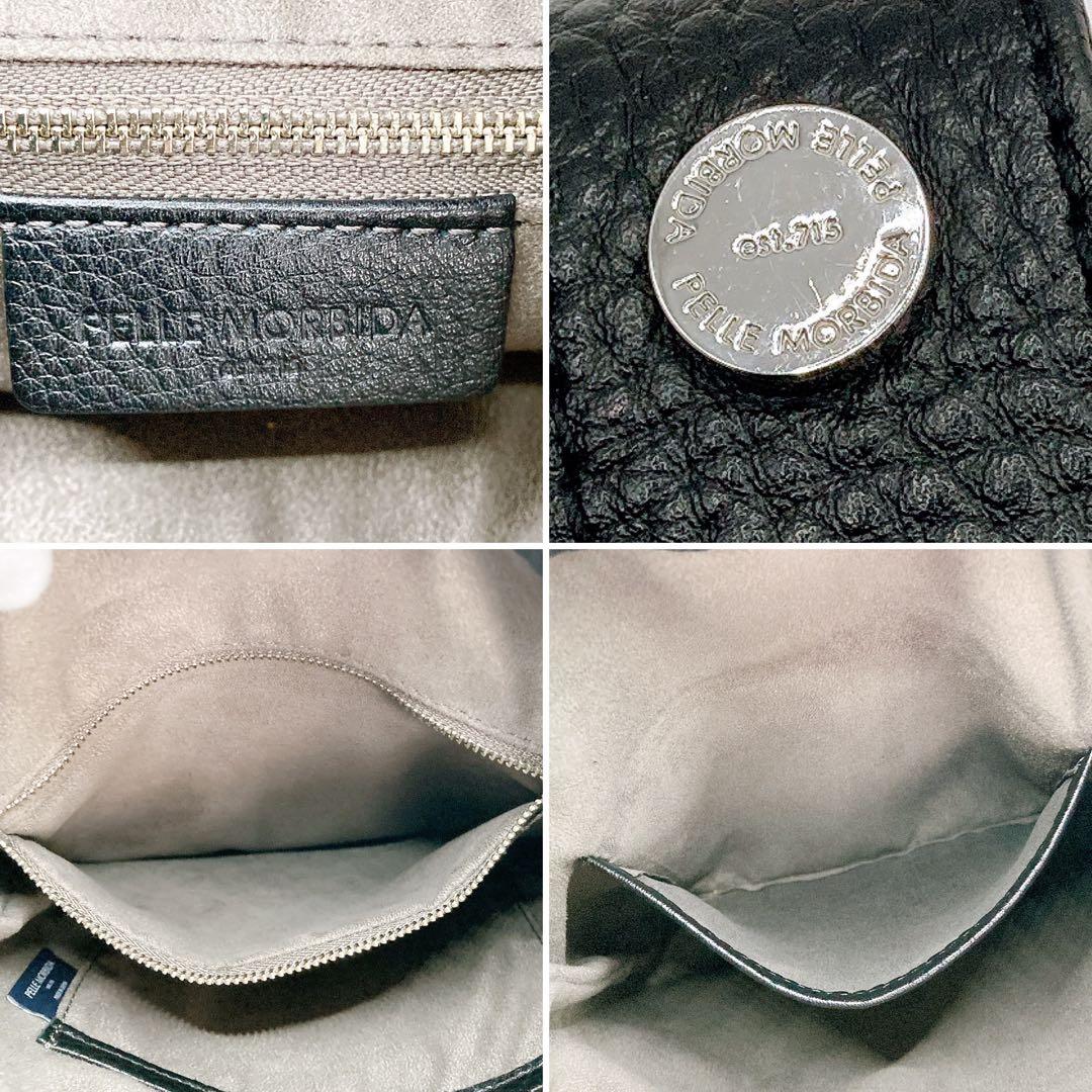 極美品✨ペッレモルビダ ワンハンドルバッグ ブラック シュリンクレザー シボ革