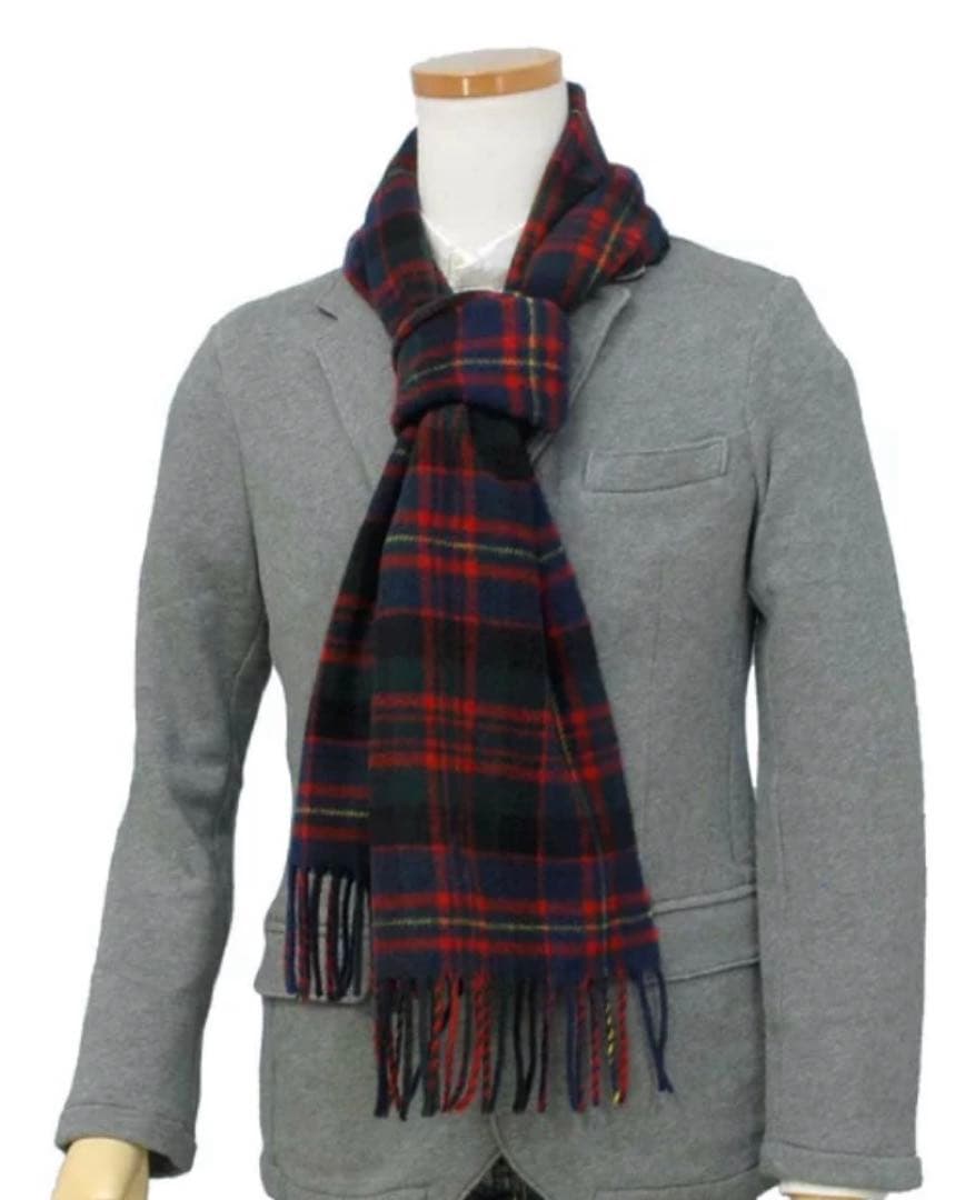 新品タグ付　ポロラルフローン　チェック　ホース刺繍マフラー イタリア製　男女兼用