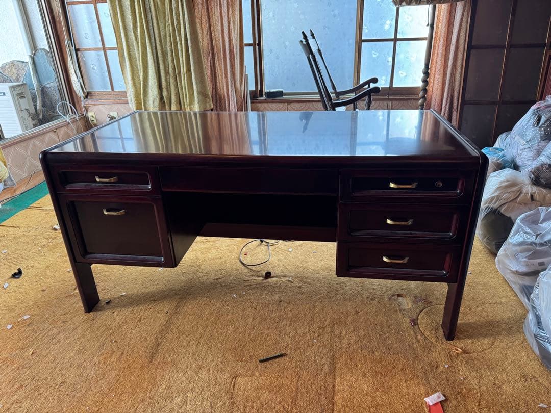 う*ー様 希少 オールドカリモク 両袖デスクセット 書斎デスク　アンティーク　文