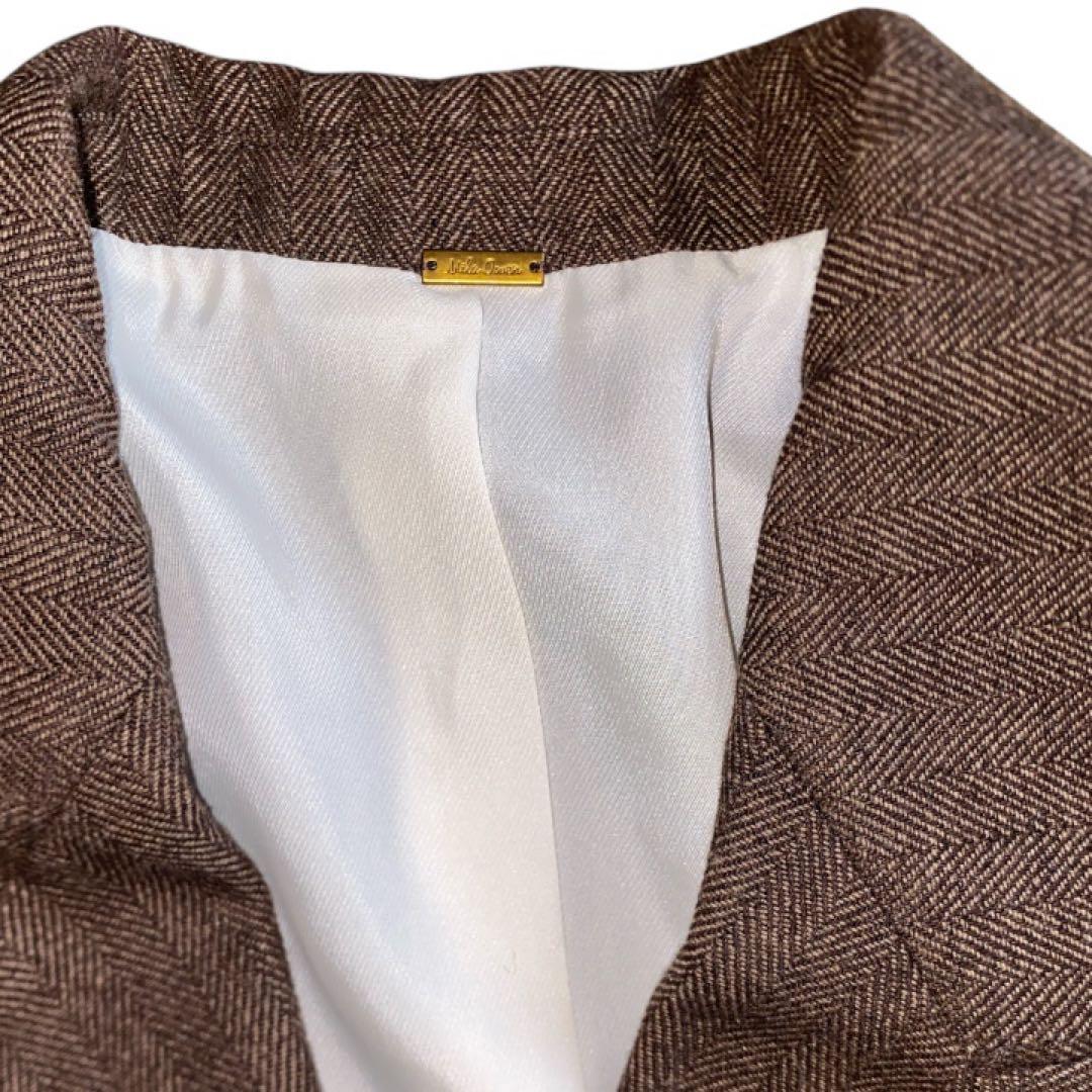 新品未使用　Mila Owen ヘリンボーン金釦ダブルブレストジャケットブラウン