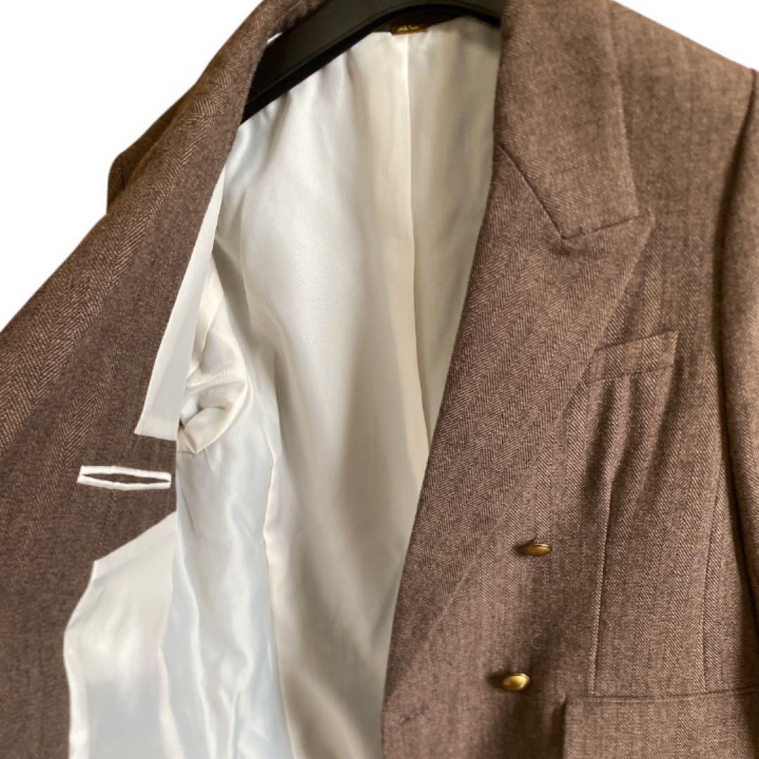 新品未使用　Mila Owen ヘリンボーン金釦ダブルブレストジャケットブラウン