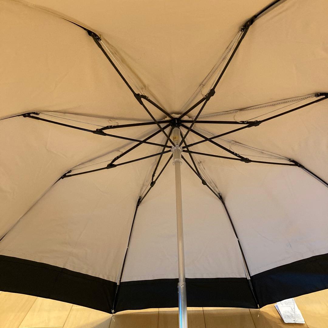 ランバンオンブルー　持ち手付き晴雨兼用日傘　ベージュ×ブラック