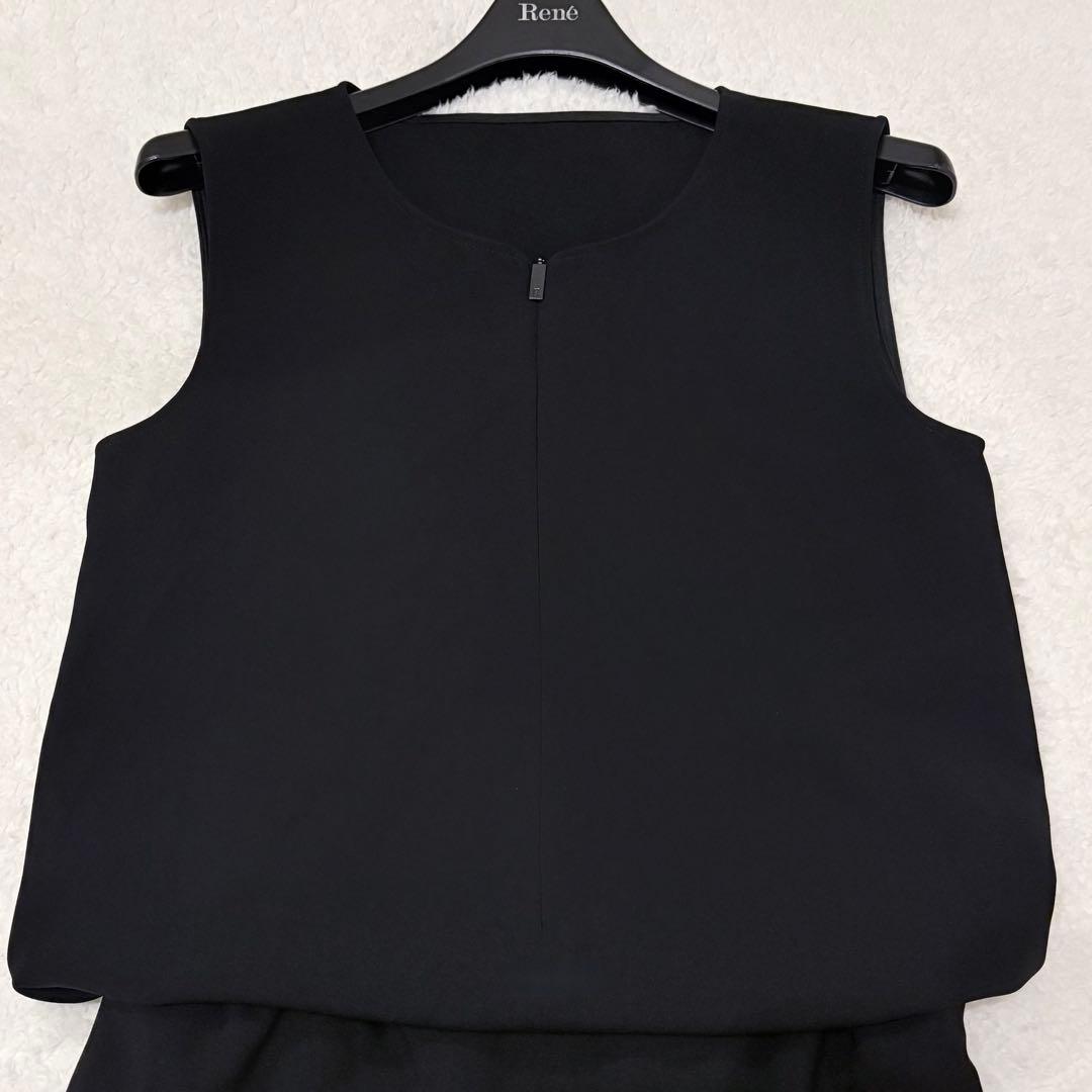 美品✨希少！ルネ オールインワン フロントジップ パール スリット ブラック