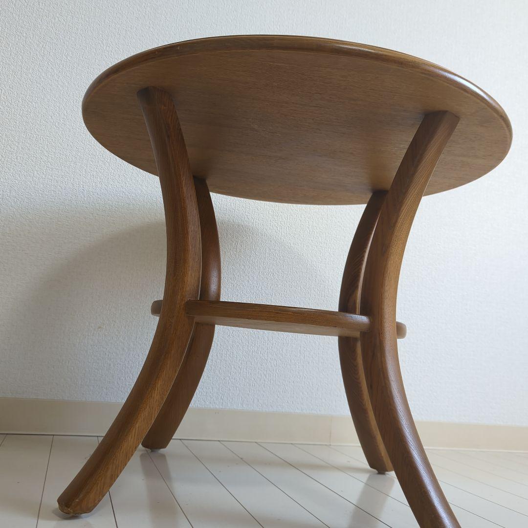 ソファテーブル　円卓　コーヒーテーブル　収納　木製　円形　 下部棚付き　リビング