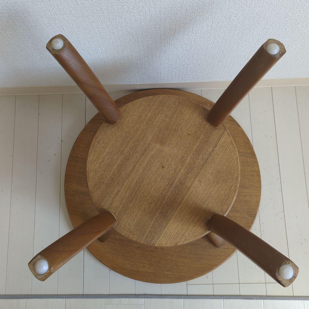 ソファテーブル　円卓　コーヒーテーブル　収納　木製　円形　 下部棚付き　リビング