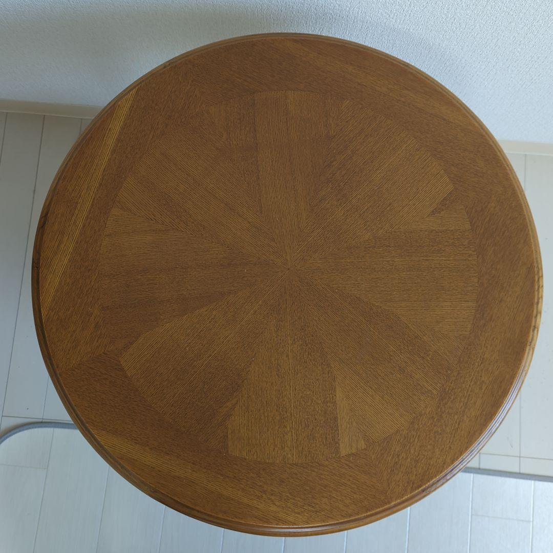 ソファテーブル　円卓　コーヒーテーブル　収納　木製　円形　 下部棚付き　リビング
