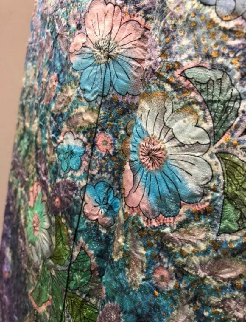 美品！【辻ヶ花絞り★作家物さが美 訪問着】 マリンブルー×コバルトグリーン