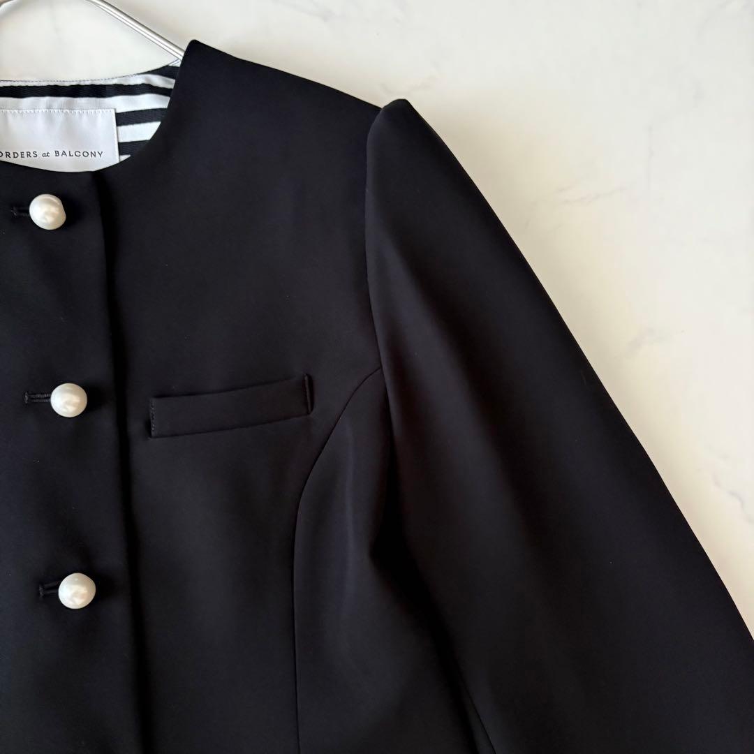 最終価格✨ ボーダーズアットバルコニー パール ノーカラー 黒 ジャケット