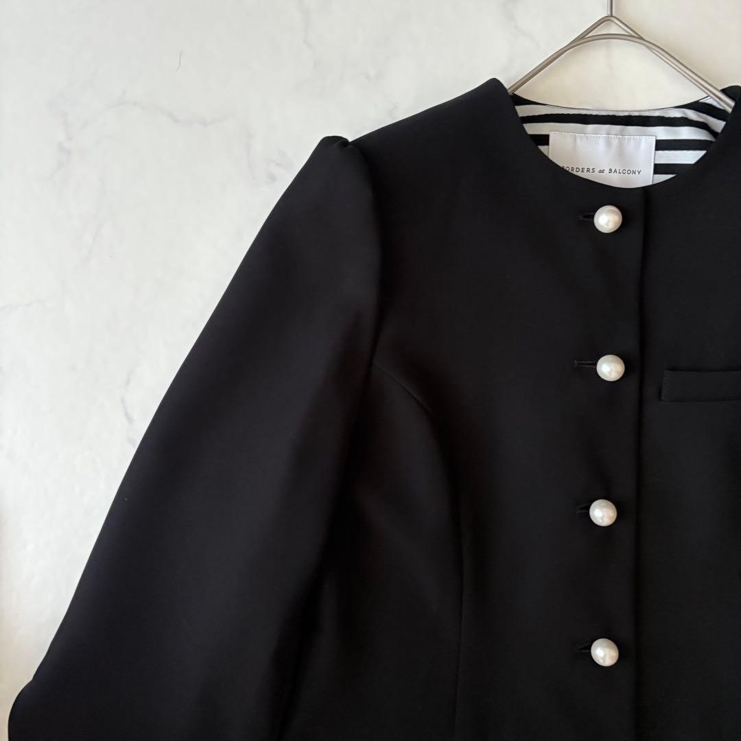 最終価格✨ ボーダーズアットバルコニー パール ノーカラー 黒 ジャケット