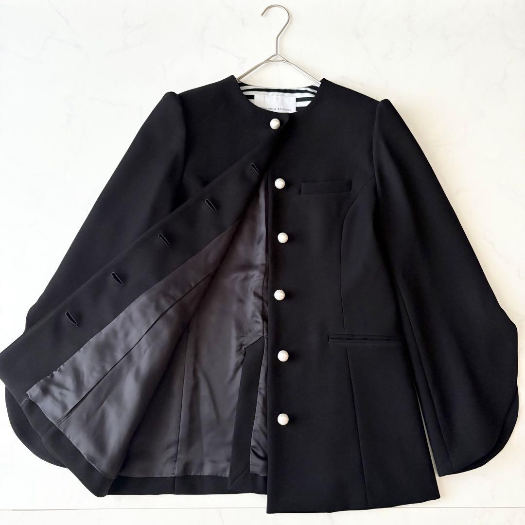 最終価格✨ ボーダーズアットバルコニー パール ノーカラー 黒 ジャケット