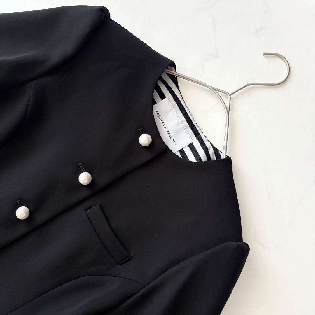 最終価格✨ ボーダーズアットバルコニー パール ノーカラー 黒 ジャケット